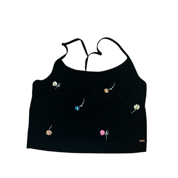PINK Victoria's Secret Black Camisole with Floral Embroidery, Small - Picture 1 of 10